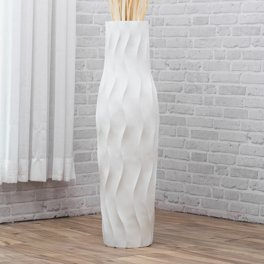 Large Mango Wood Floor Vase – Handcrafted Decorative Highlight from Thailand, 34 inches