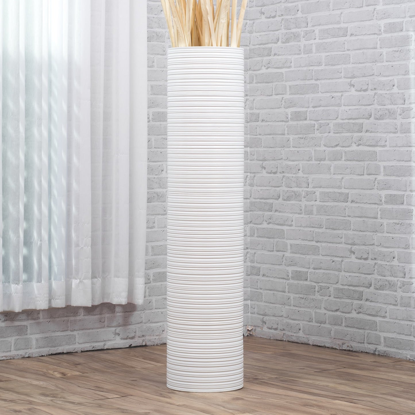 Large Mango Wood Floor Vase – Handcrafted Decorative Highlight from Thailand, 41 inches