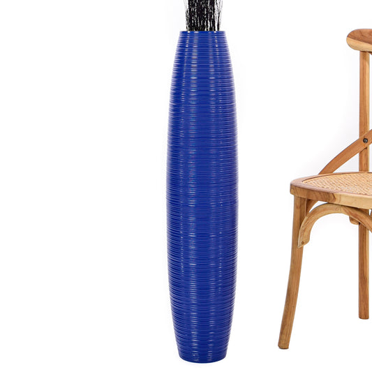 Large Mango Wood Floor Vase – Handcrafted Decorative Highlight from Thailand, 34 inches