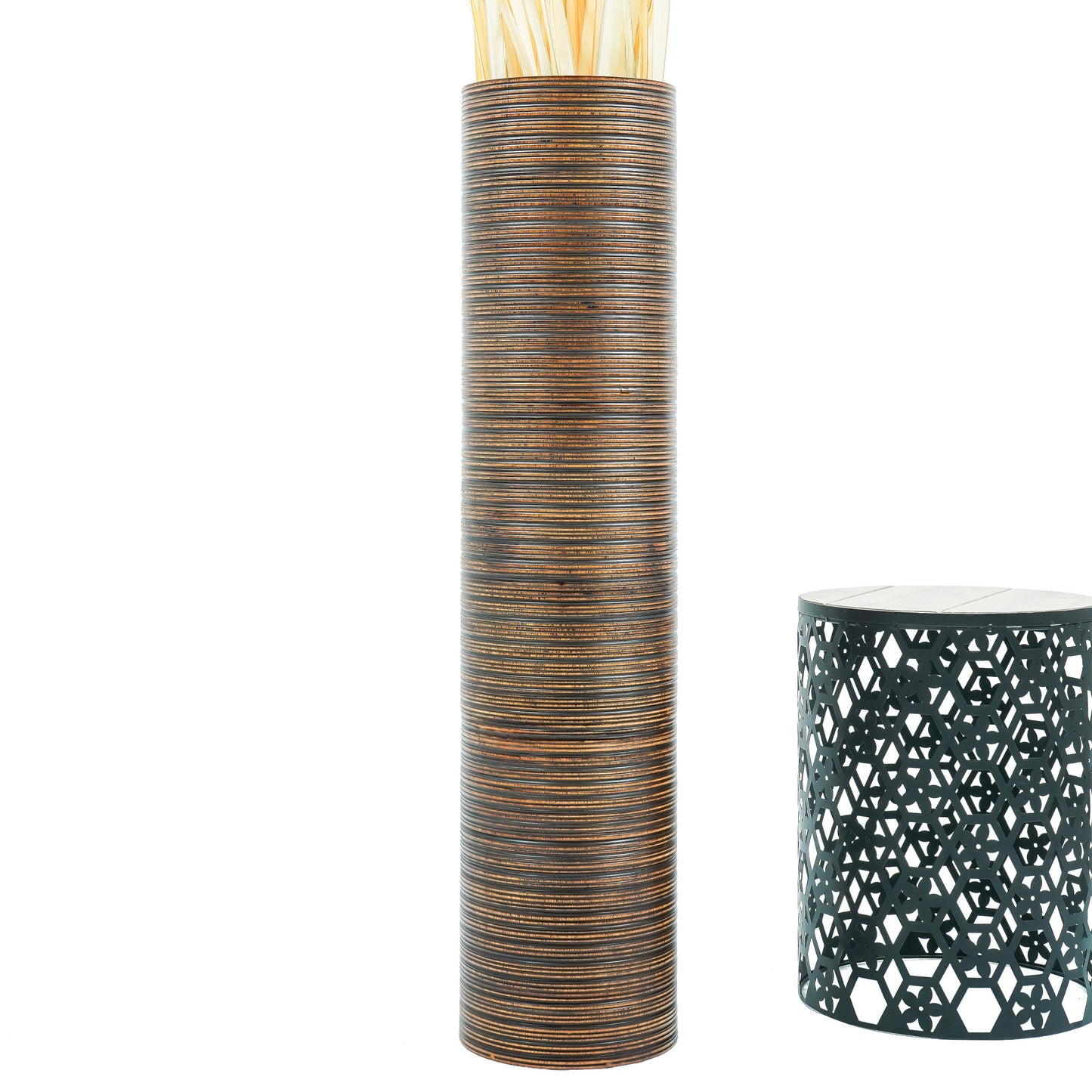 Large Mango Wood Floor Vase – Handcrafted Decorative Highlight from Thailand, 41 inches