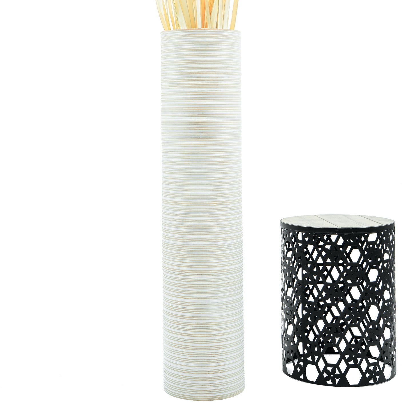 Large Mango Wood Floor Vase – Handcrafted Decorative Highlight from Thailand, 41 inches