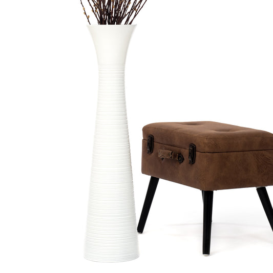 Large Mango Wood Floor Vase – Handcrafted Decorative Highlight from Thailand, 34 inches