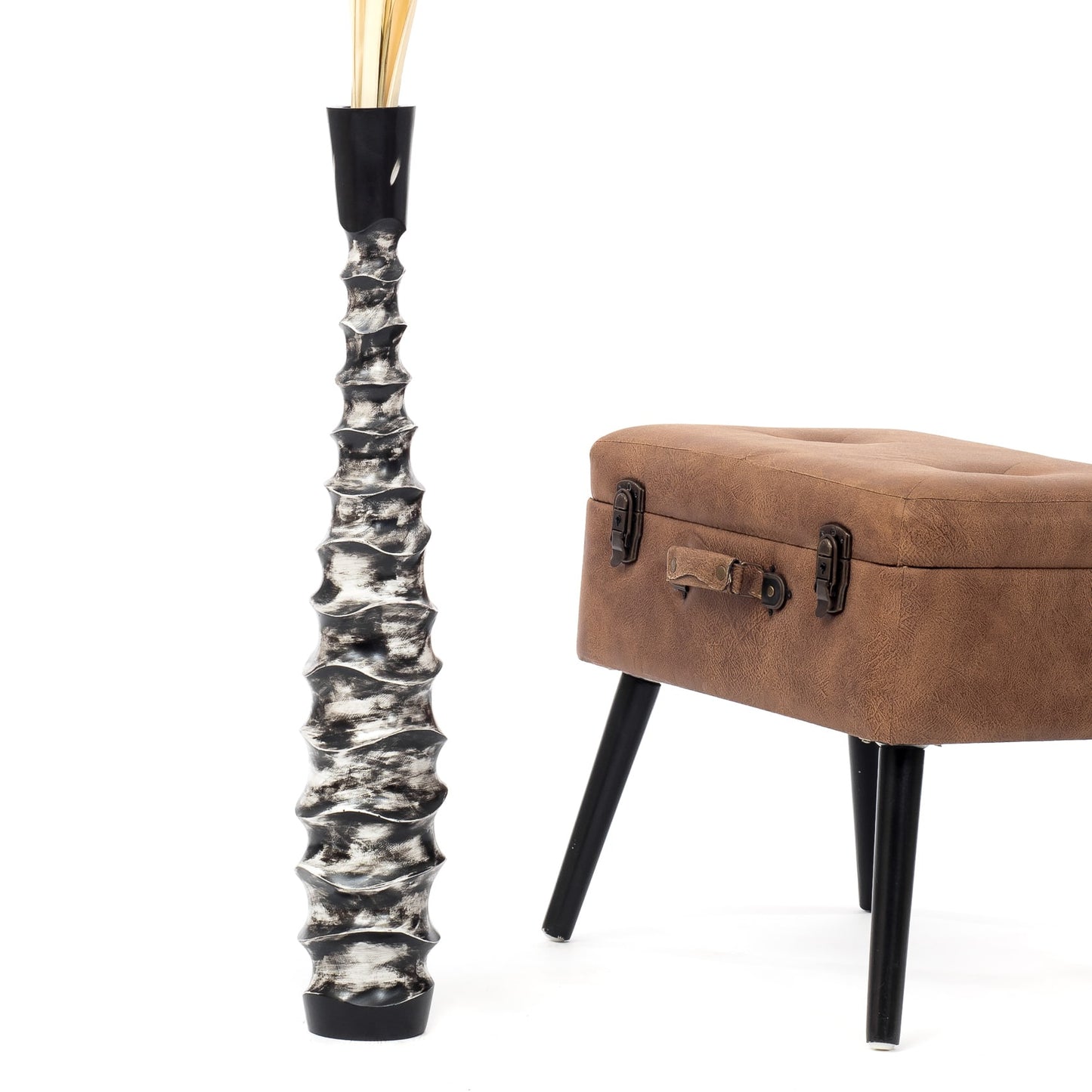 Large Mango Wood Floor Vase – Handcrafted Decorative Highlight from Thailand, 26 inches