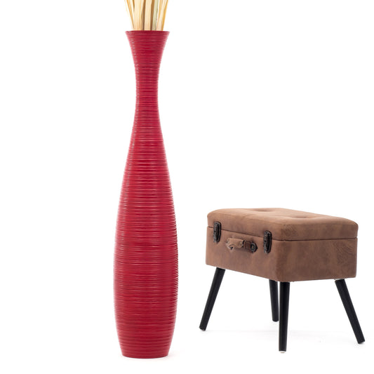 Large Mango Wood Floor Vase – Handcrafted Decorative Highlight from Thailand, 41 inches