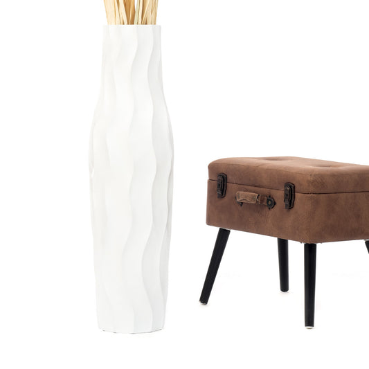 Large Mango Wood Floor Vase – Handcrafted Decorative Highlight from Thailand, 34 inches