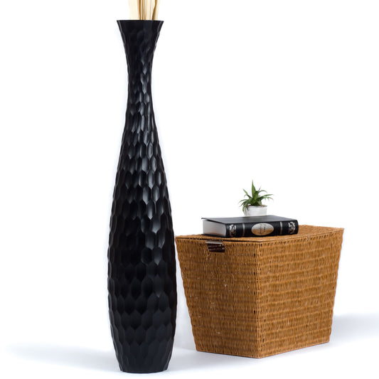 Large Mango Wood Floor Vase – Handcrafted Decorative Highlight from Thailand, 41 inches