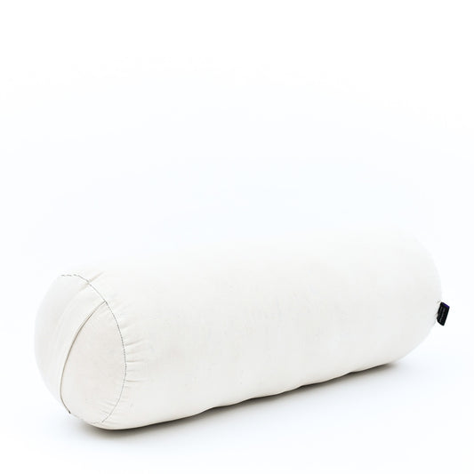 Large Yoga Bolster – Kapok-Filled Meditation Cushion with Cotton Cover, Cl01 - Ecru