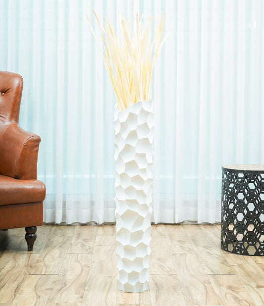 Large Mango Wood Floor Vase – Handcrafted Decorative Highlight from Thailand, 34 inches