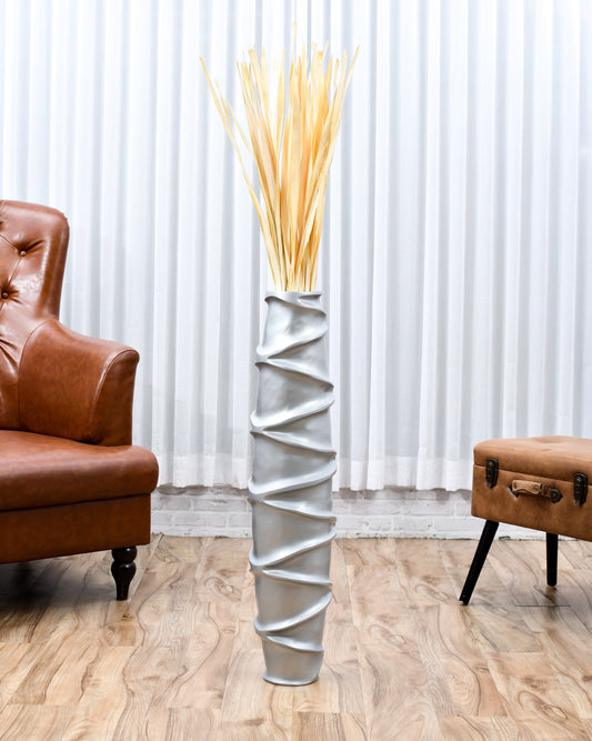 Large Mango Wood Floor Vase – Handcrafted Decorative Highlight from Thailand, 34 inches