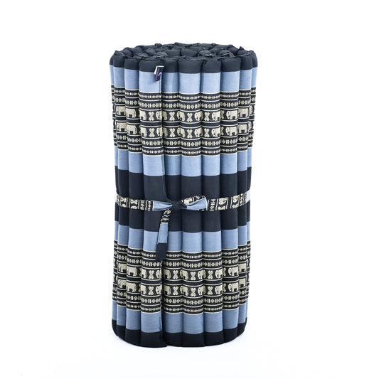 Kapok Roll-Up Mattress – Foldable Sleeping & Relax Mat with Cotton Cover for Home & Outdoor Use, Sf15 - Blue, M: 75x28