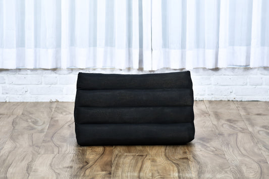 Triangular Kapok Backrest Cushion – Firm Thai Reading Pillow with Cotton Cover in Plain or Patterned Designs, Cl02 - Black, triangle cushion