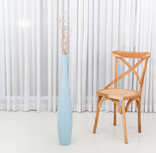 Large Mango Wood Floor Vase – Handcrafted Decorative Highlight from Thailand, 34 inches