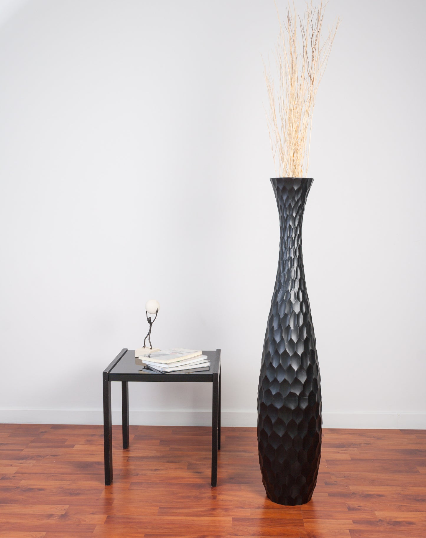 Large Mango Wood Floor Vase – Handcrafted Decorative Highlight from Thailand, 41 inches