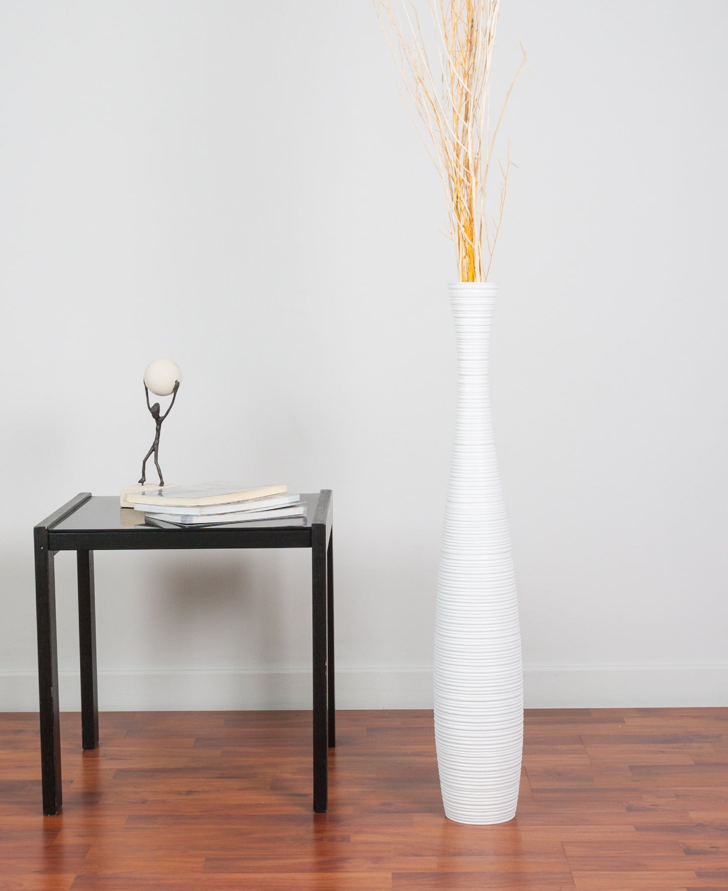 Large Mango Wood Floor Vase – Handcrafted Decorative Highlight from Thailand, 26 inches