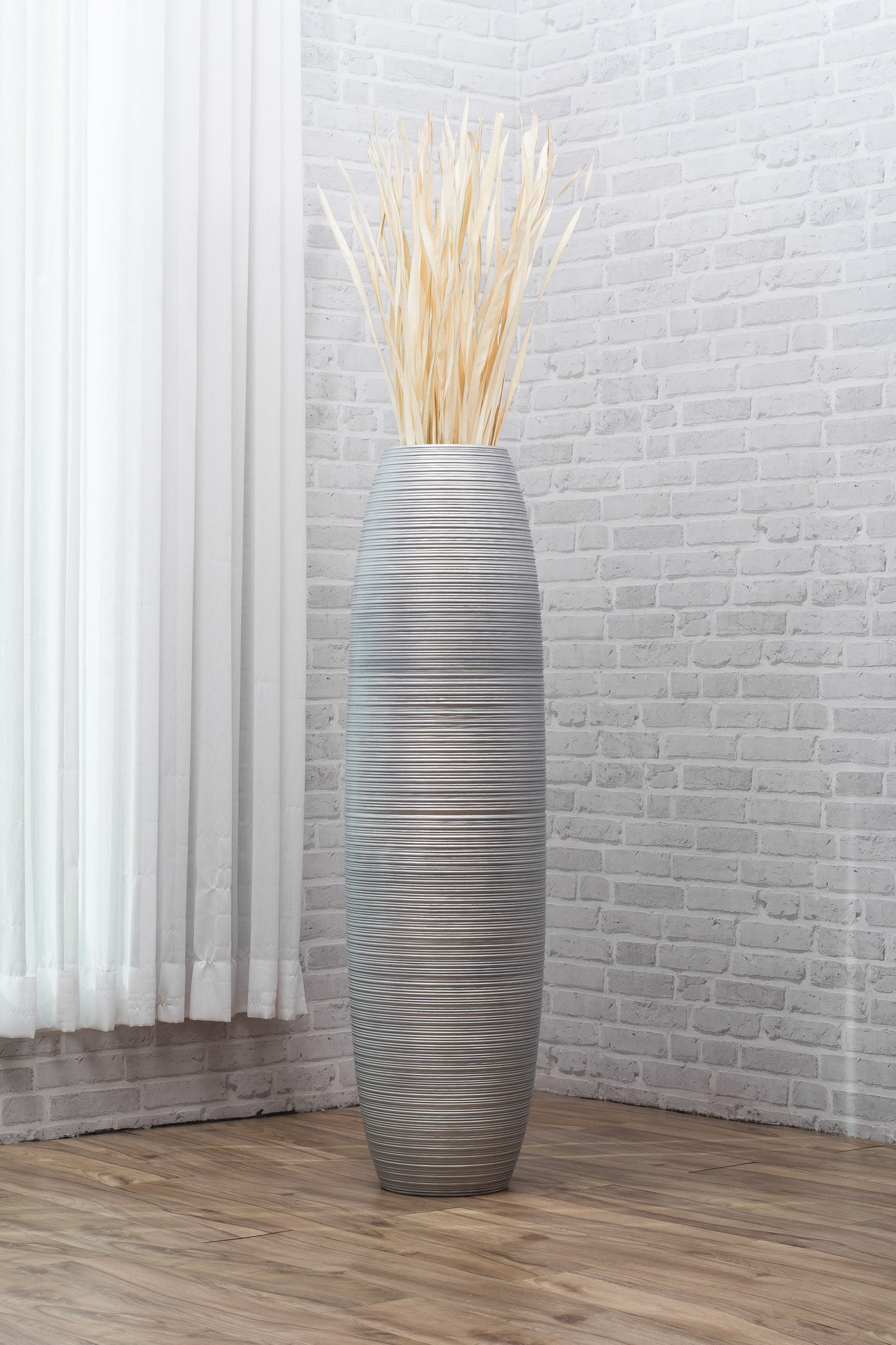 Large Mango Wood Floor Vase – Handcrafted Decorative Highlight from Thailand, 41 inches