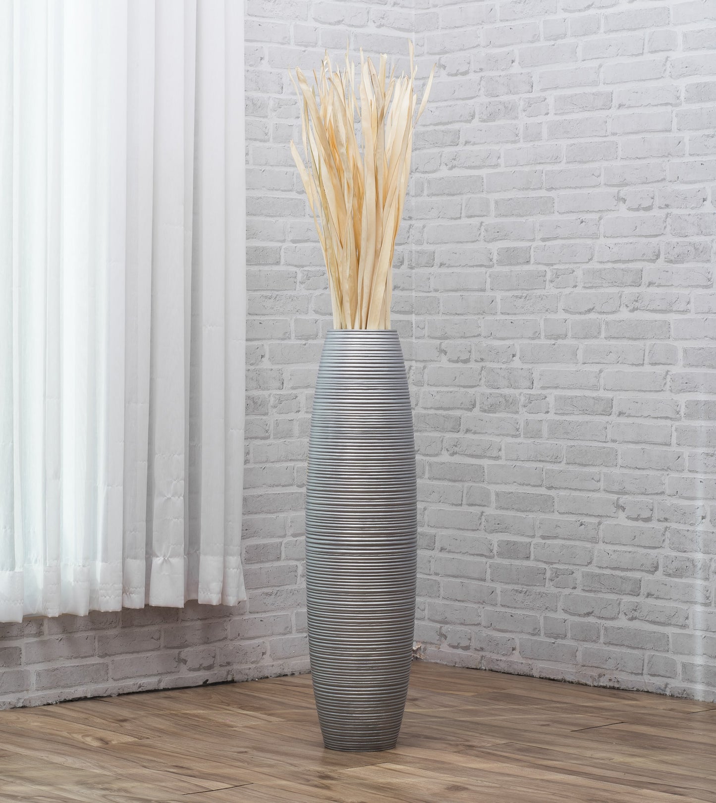 Large Mango Wood Floor Vase – Handcrafted Decorative Highlight from Thailand, 26 inches