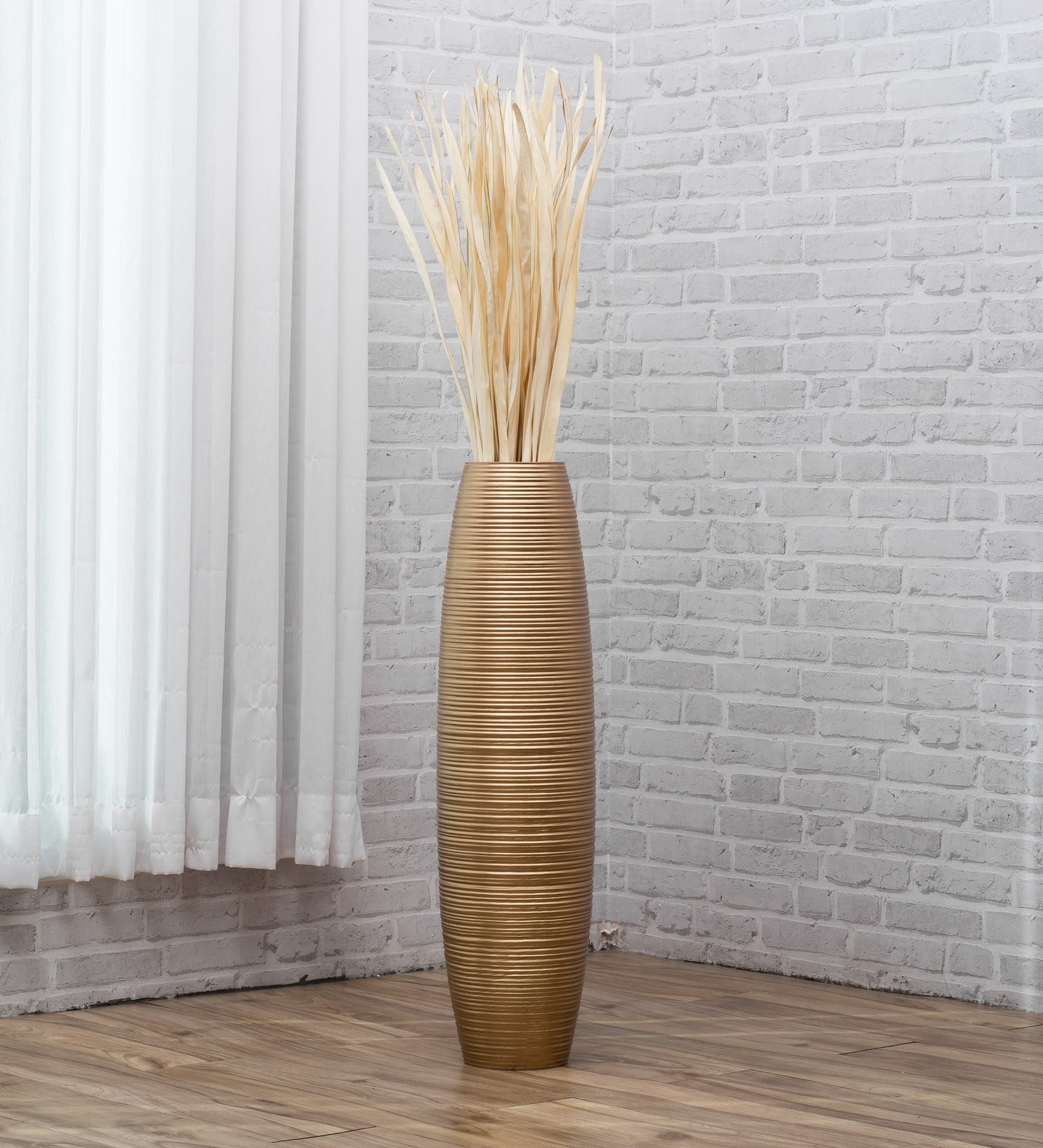 Large Mango Wood Floor Vase – Handcrafted Decorative Highlight from Thailand, 26 inches
