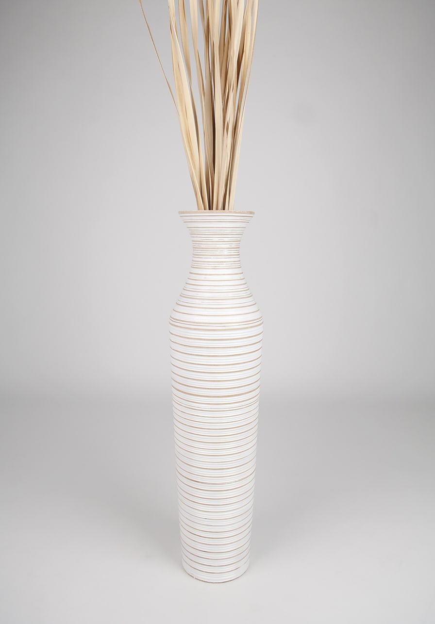 Large Mango Wood Floor Vase – Handcrafted Decorative Highlight from Thailand, 26 inches