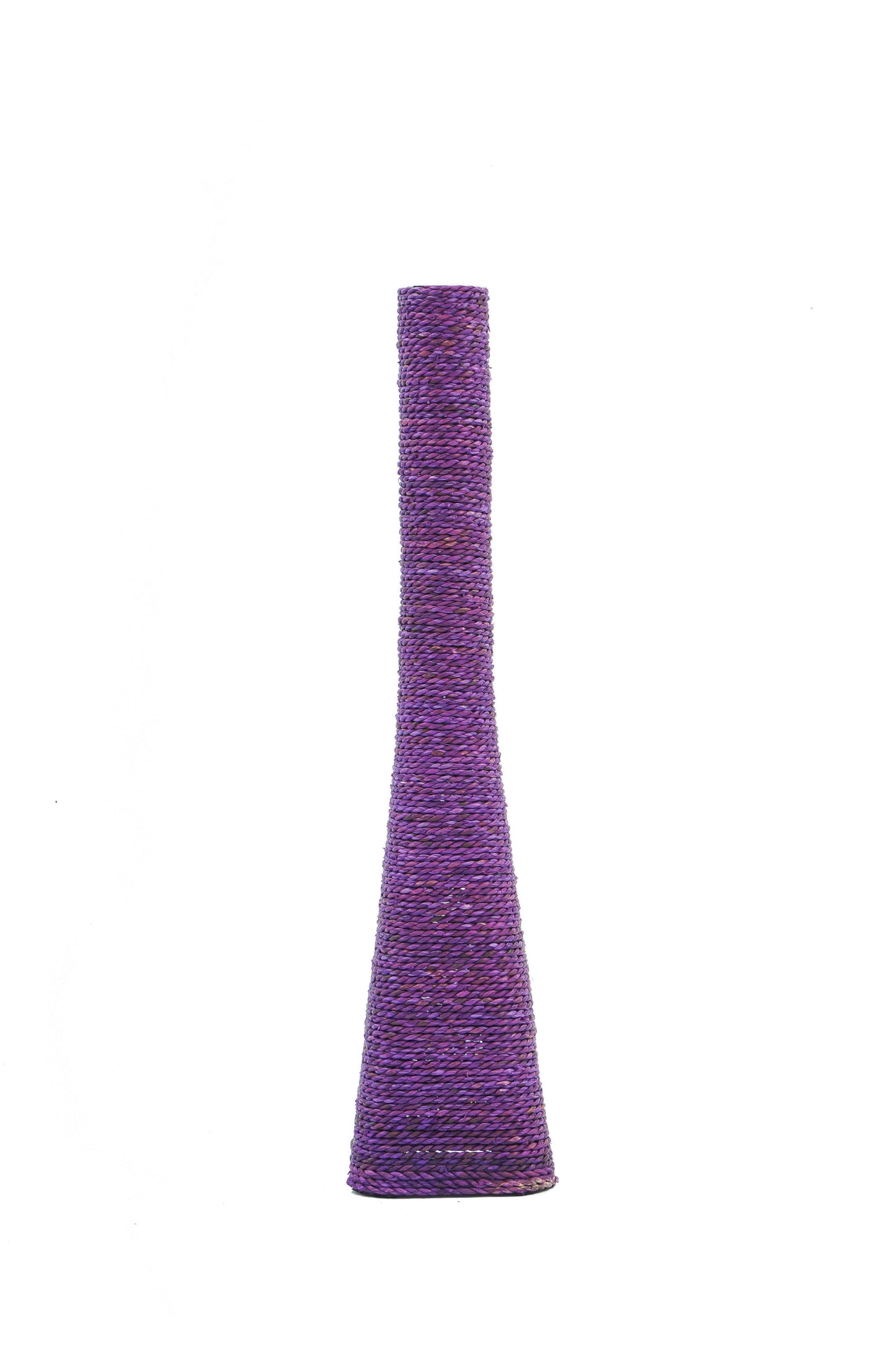 Large & Tall Floor Vase Made of Water Hyacinth and Bamboo – Handwoven Decorative Stand Vase for Dried Flowers & Branches, lavender, 28 inches - Model 2