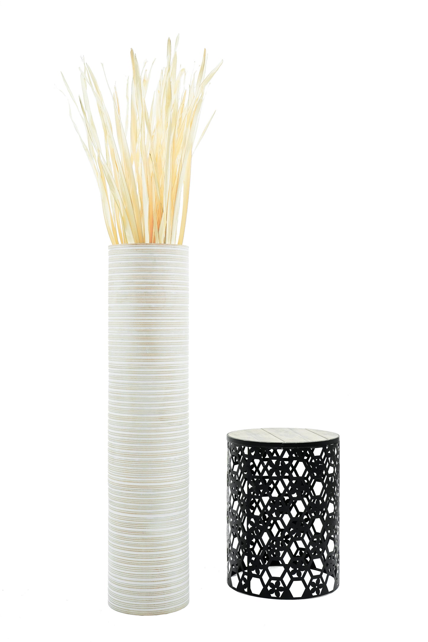 Large Mango Wood Floor Vase – Handcrafted Decorative Highlight from Thailand, 41 inches