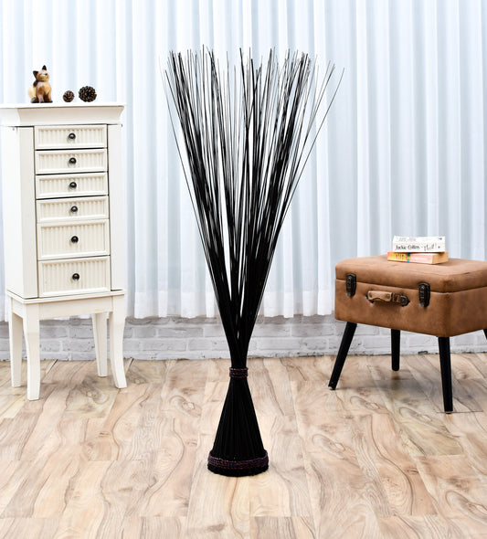 Freestanding Dried Grass Bundle – Natural Floor Decoration with Raffia Band, black brown, Dried Grass - 47 inches