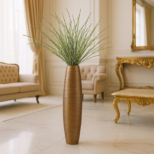 Large Mango Wood Floor Vase – Handcrafted Decorative Highlight from Thailand, 34 inches