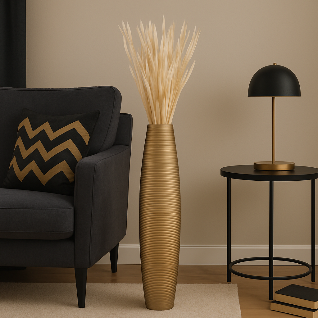 Large Mango Wood Floor Vase – Handcrafted Decorative Highlight from Thailand, 26 inches