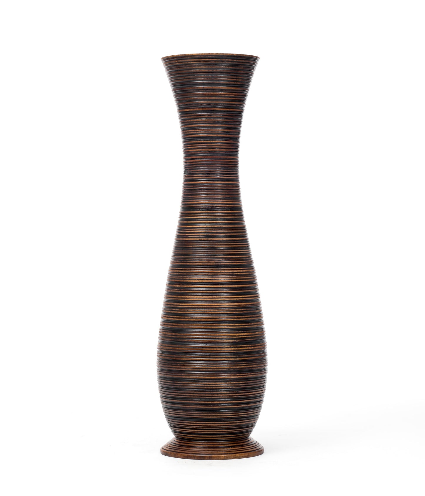 Large Mango Wood Floor Vase – Handcrafted Decorative Highlight from Thailand, 34 inches