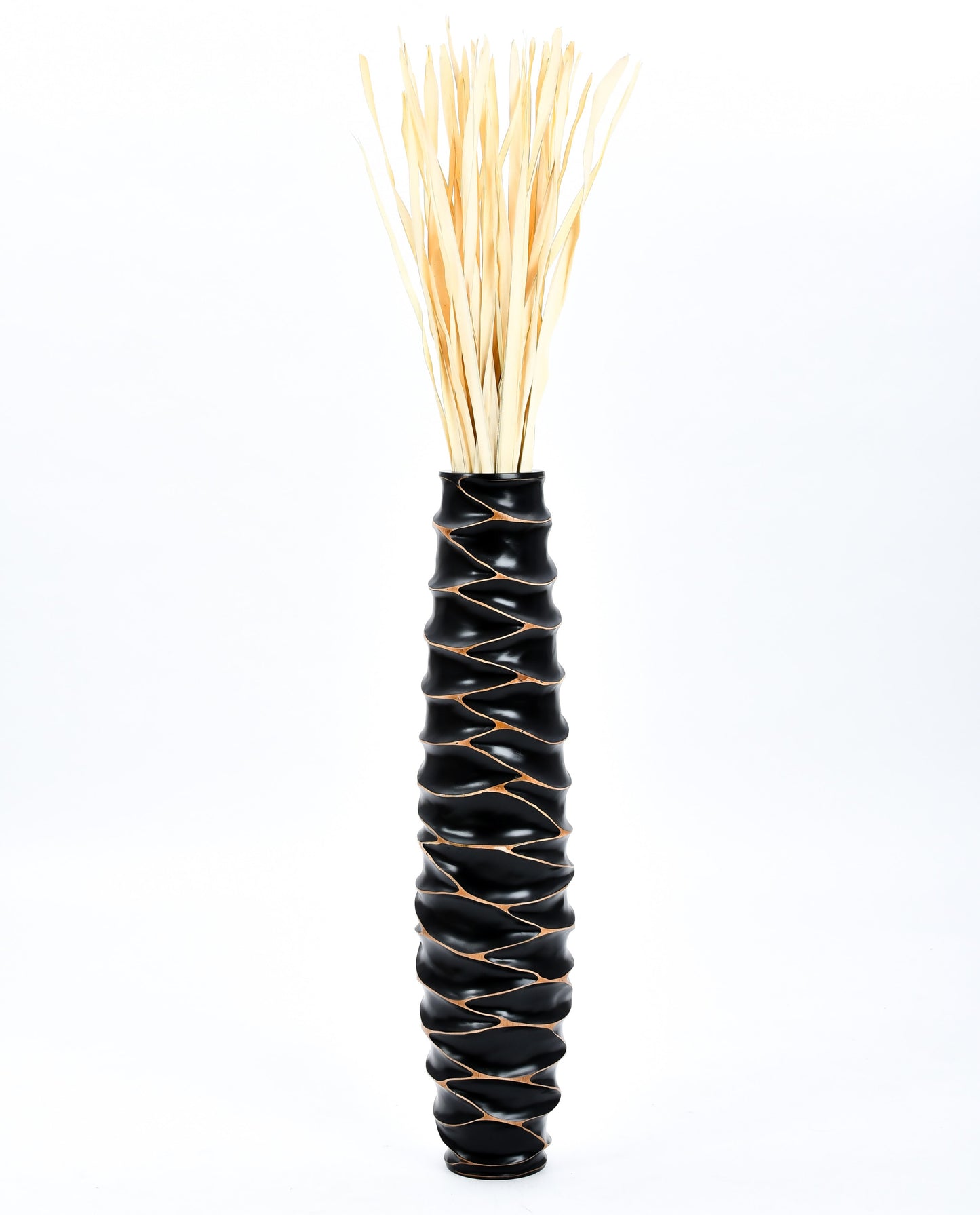 Large Mango Wood Floor Vase – Handcrafted Decorative Highlight from Thailand, 34 inches