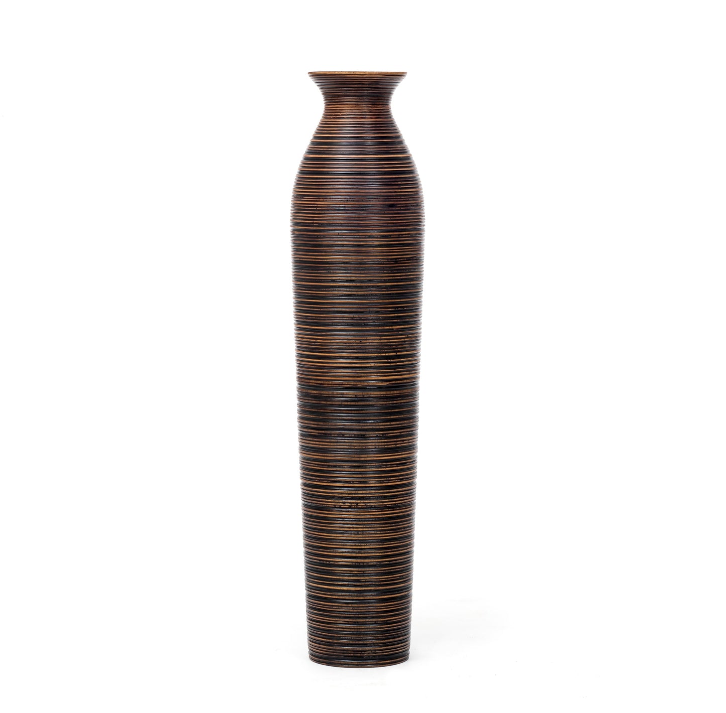 Large Mango Wood Floor Vase – Handcrafted Decorative Highlight from Thailand, 34 inches