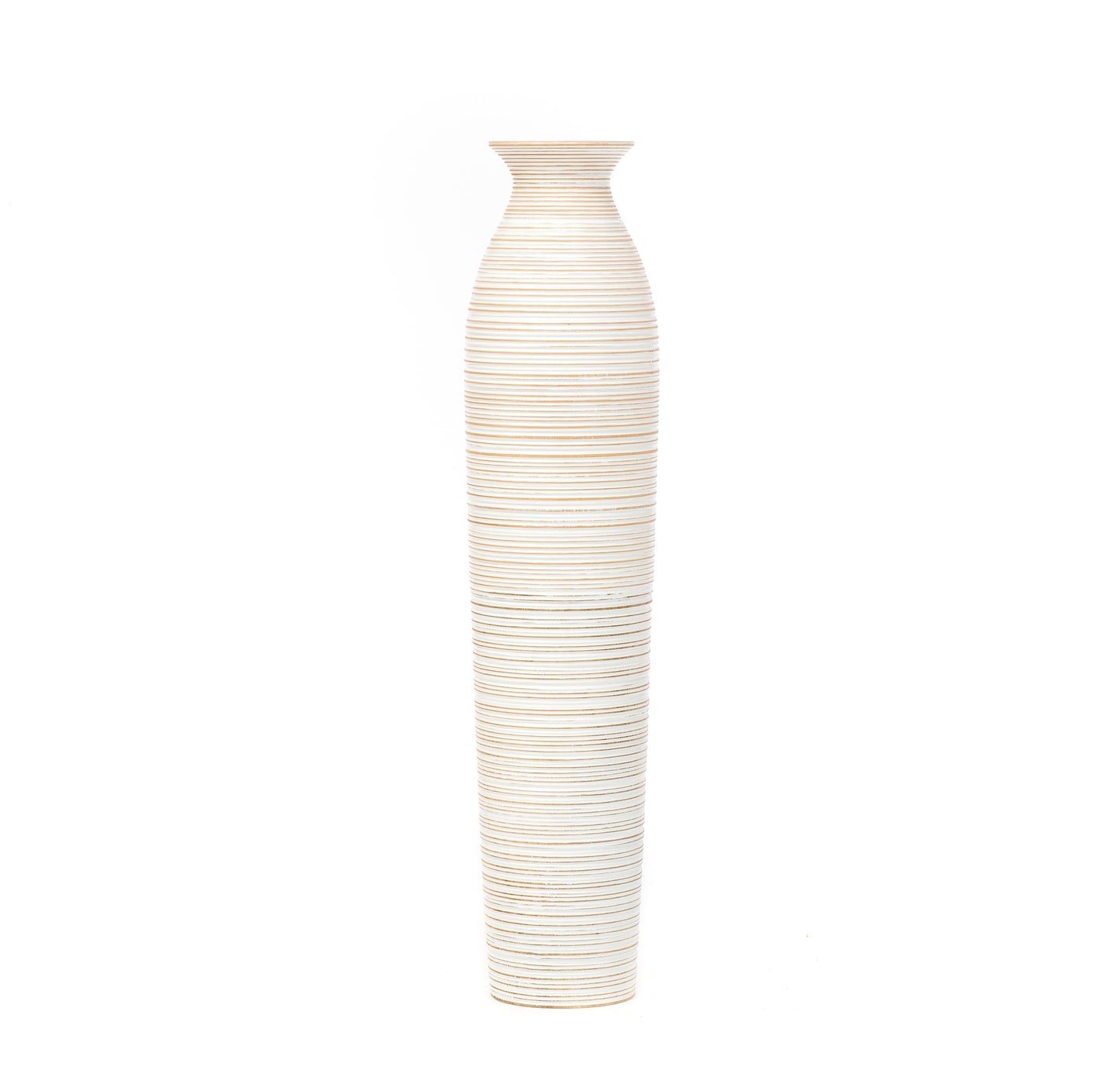 Large Mango Wood Floor Vase – Handcrafted Decorative Highlight from Thailand, 34 inches
