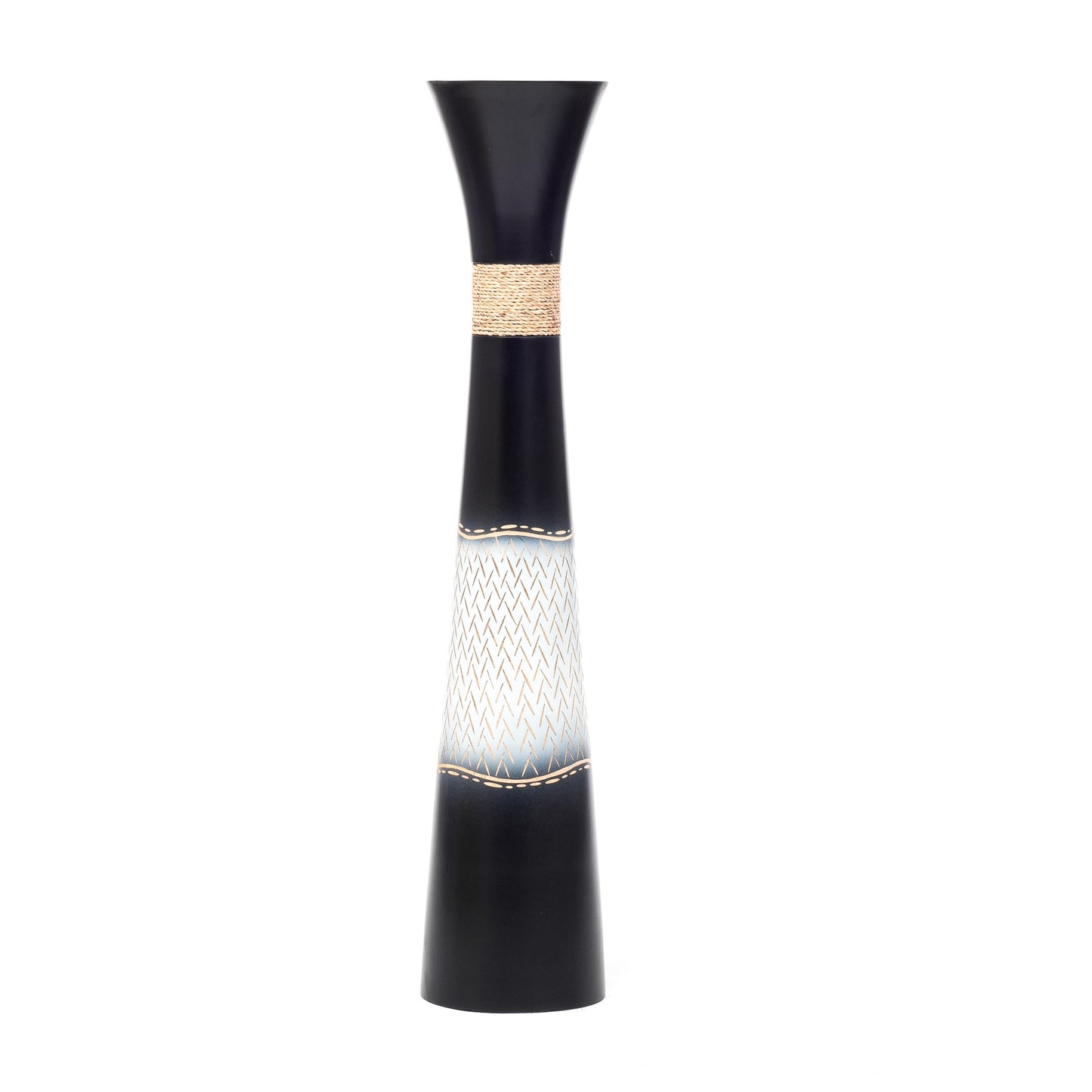 Large Mango Wood Floor Vase – Handcrafted Decorative Highlight from Thailand, 34 inches