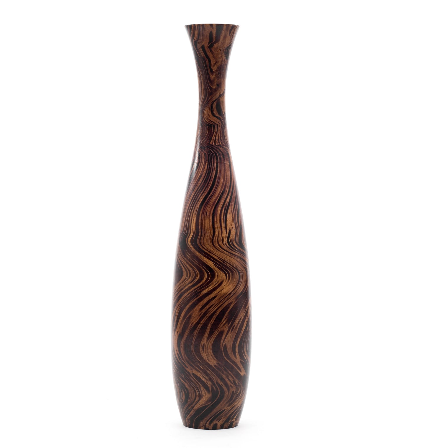 Large Mango Wood Floor Vase – Handcrafted Decorative Highlight from Thailand, 41 inches