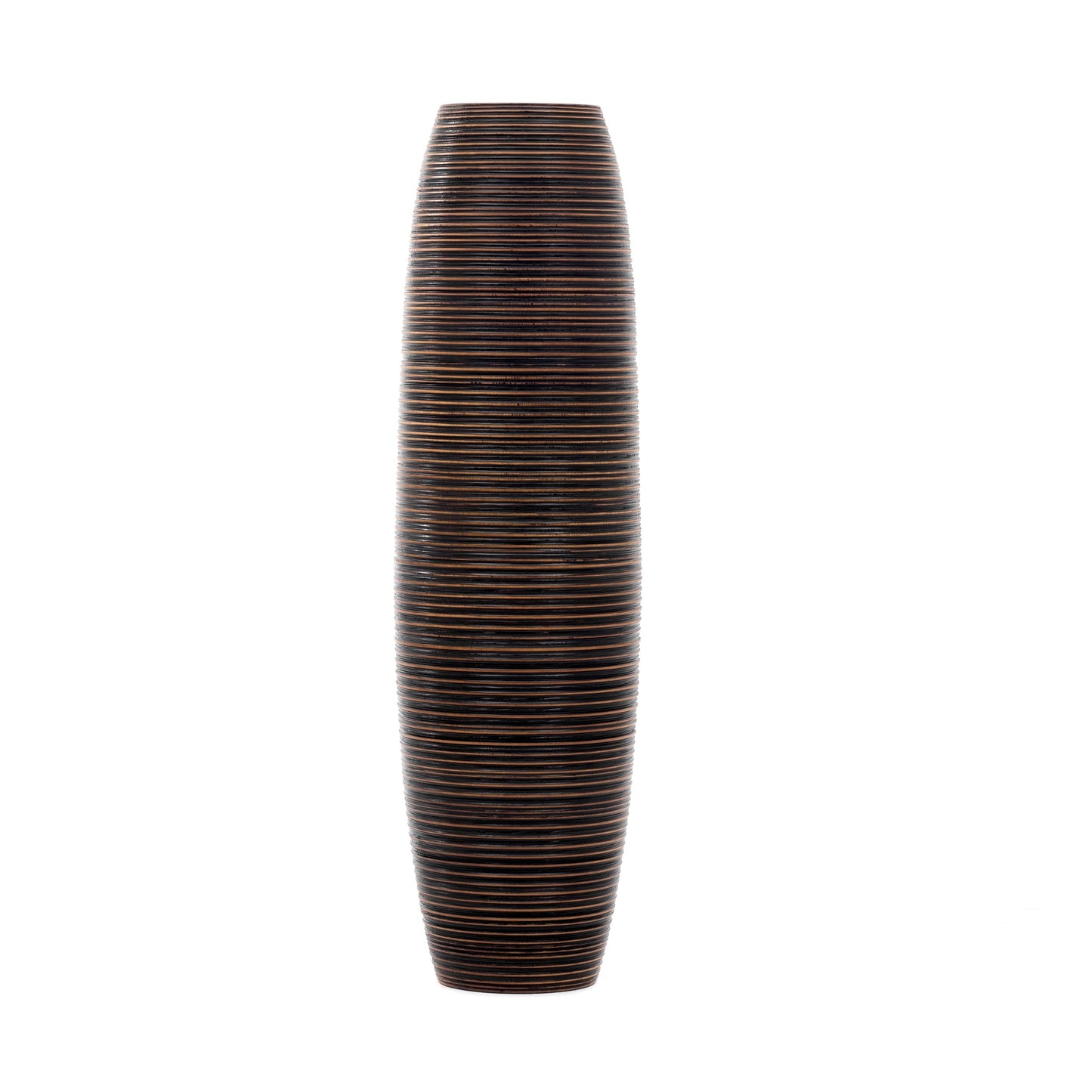 Large Mango Wood Floor Vase – Handcrafted Decorative Highlight from Thailand, 34 inches