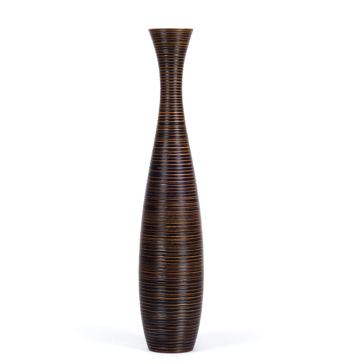 Large Mango Wood Floor Vase – Handcrafted Decorative Highlight from Thailand, 41 inches