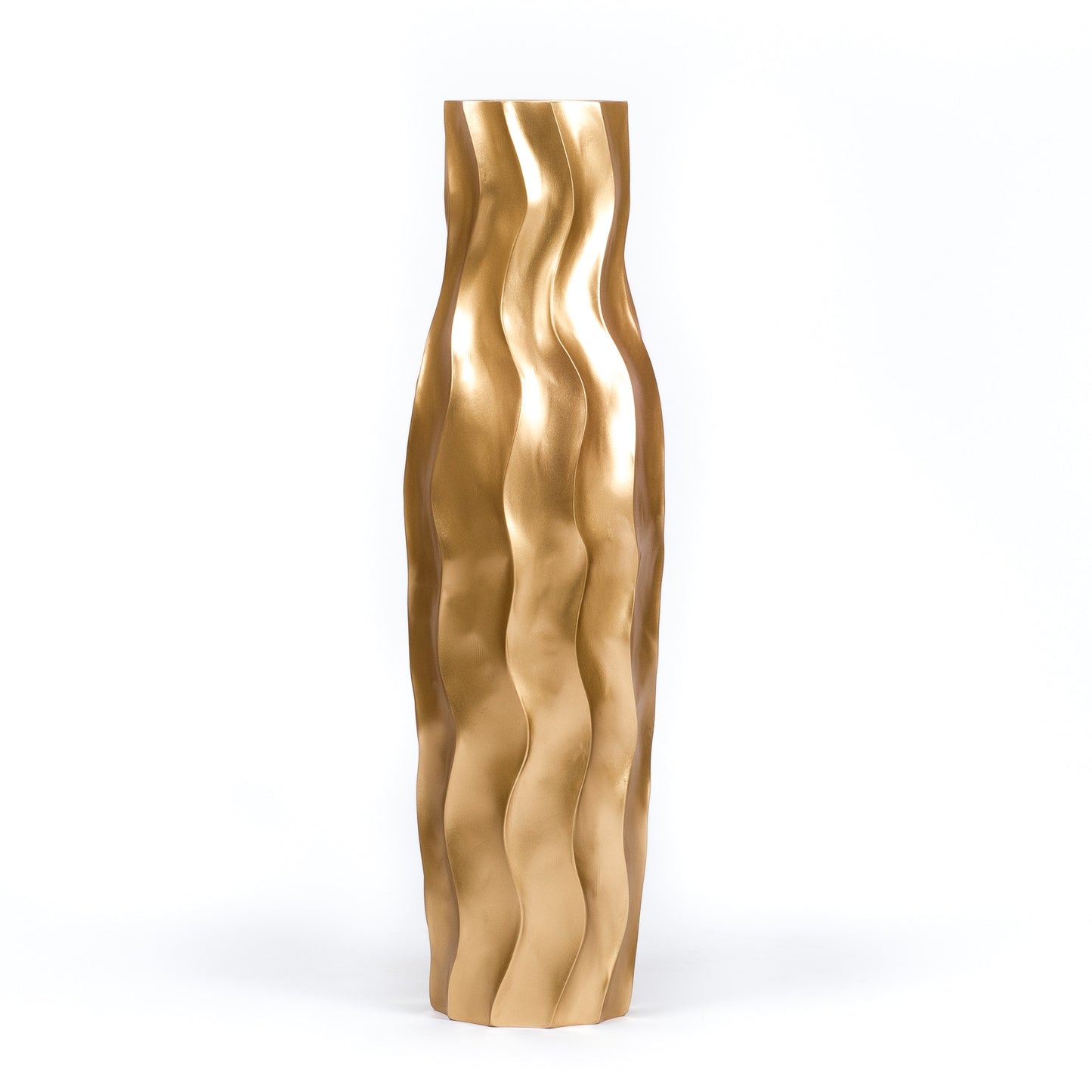 Large Mango Wood Floor Vase – Handcrafted Decorative Highlight from Thailand, 34 inches