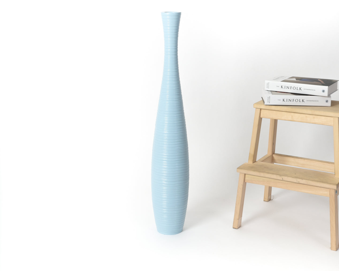 Large Mango Wood Floor Vase – Handcrafted Decorative Highlight from Thailand, 34 inches