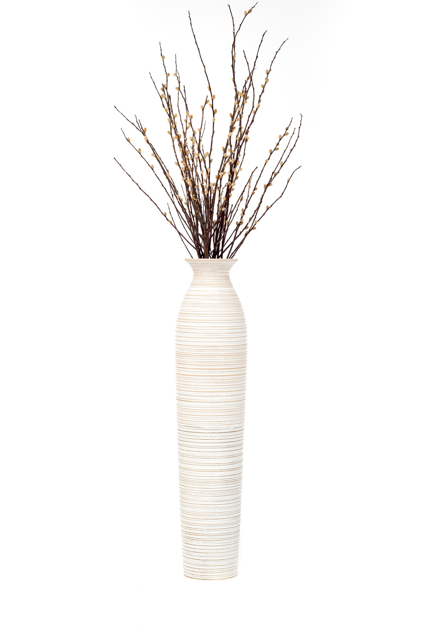 Large Mango Wood Floor Vase – Handcrafted Decorative Highlight from Thailand, 34 inches