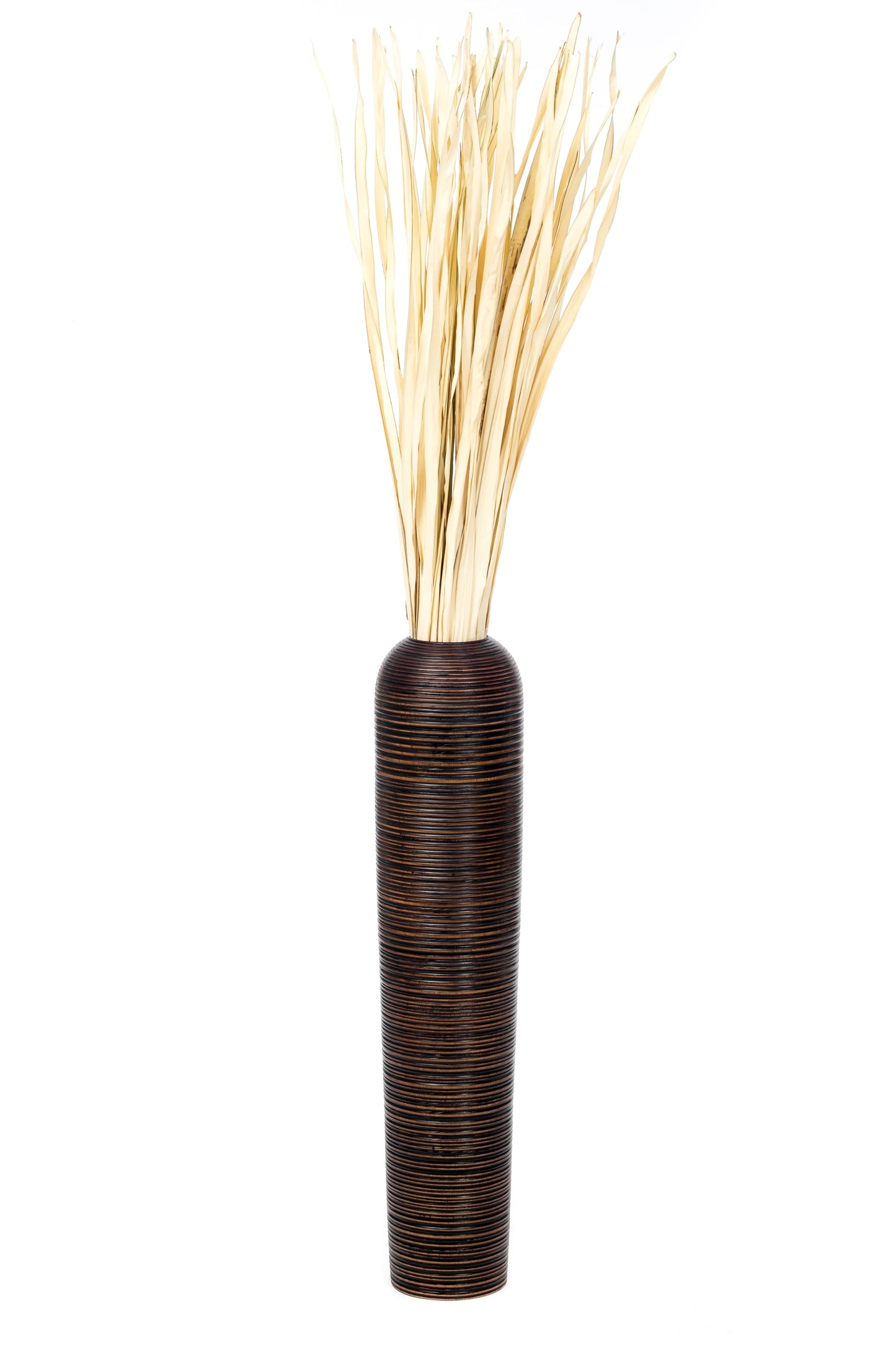 Large Mango Wood Floor Vase – Handcrafted Decorative Highlight from Thailand, 34 inches