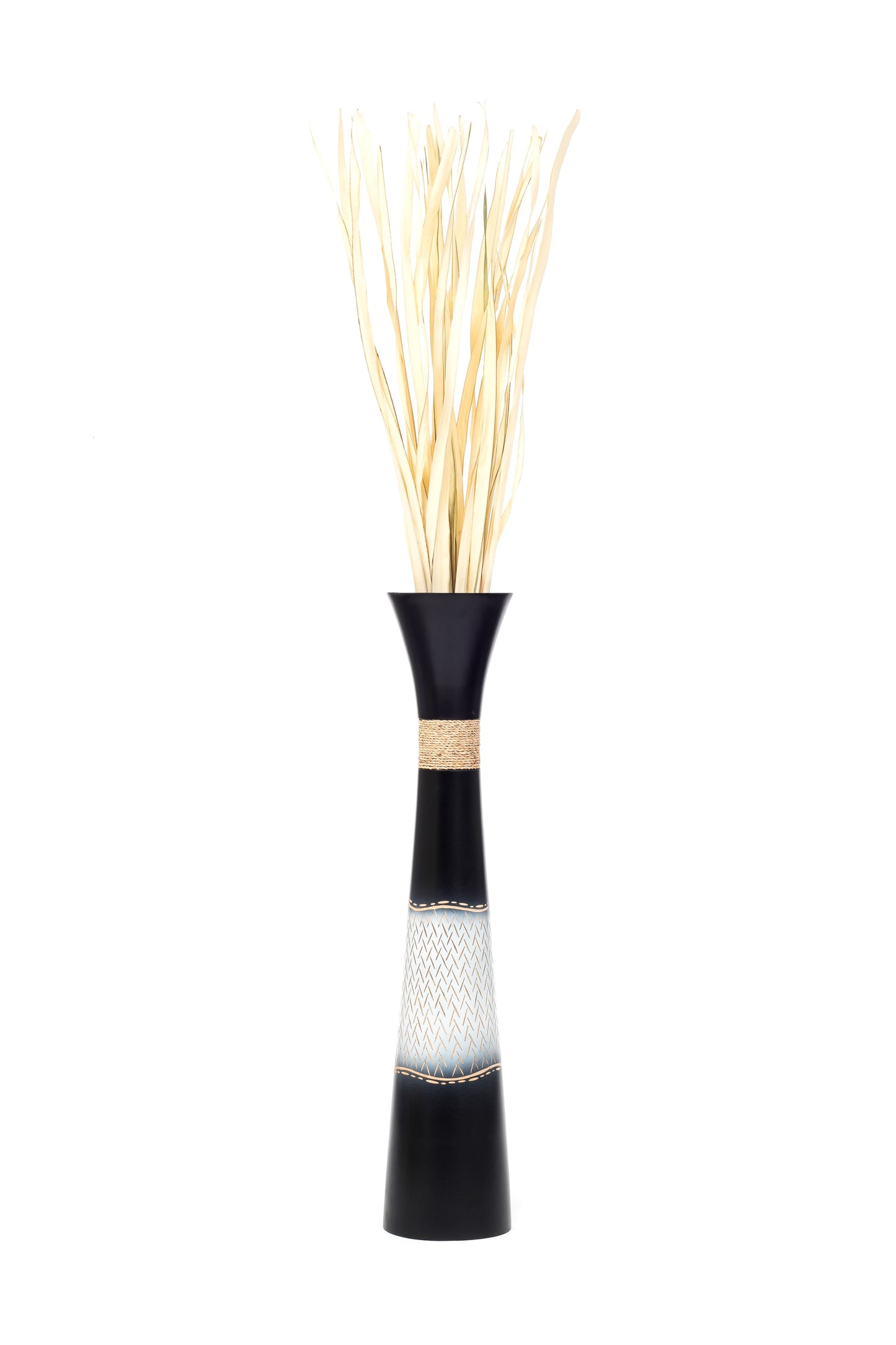 Large Mango Wood Floor Vase – Handcrafted Decorative Highlight from Thailand, 34 inches