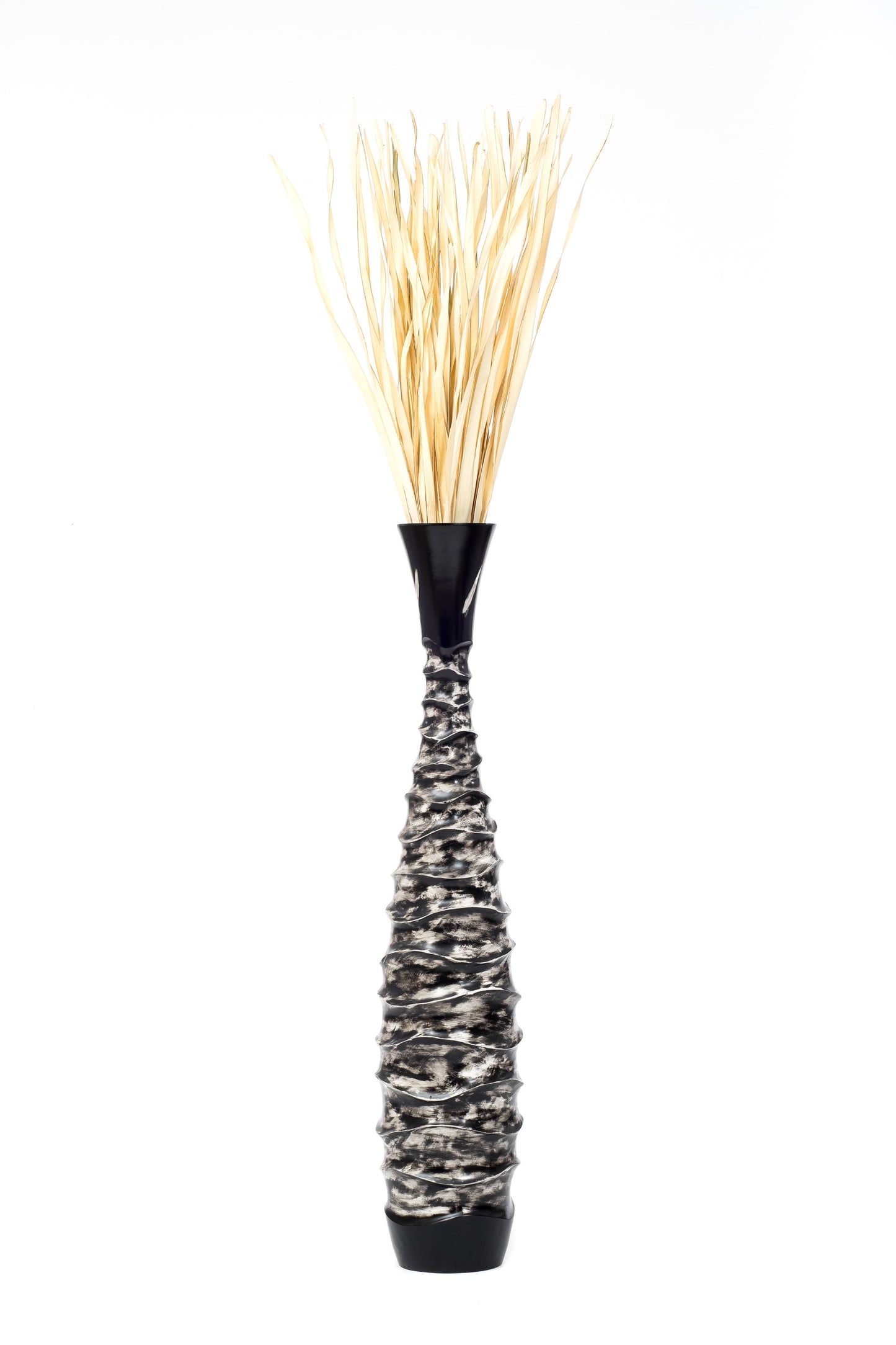 Large Mango Wood Floor Vase – Handcrafted Decorative Highlight from Thailand, 41 inches