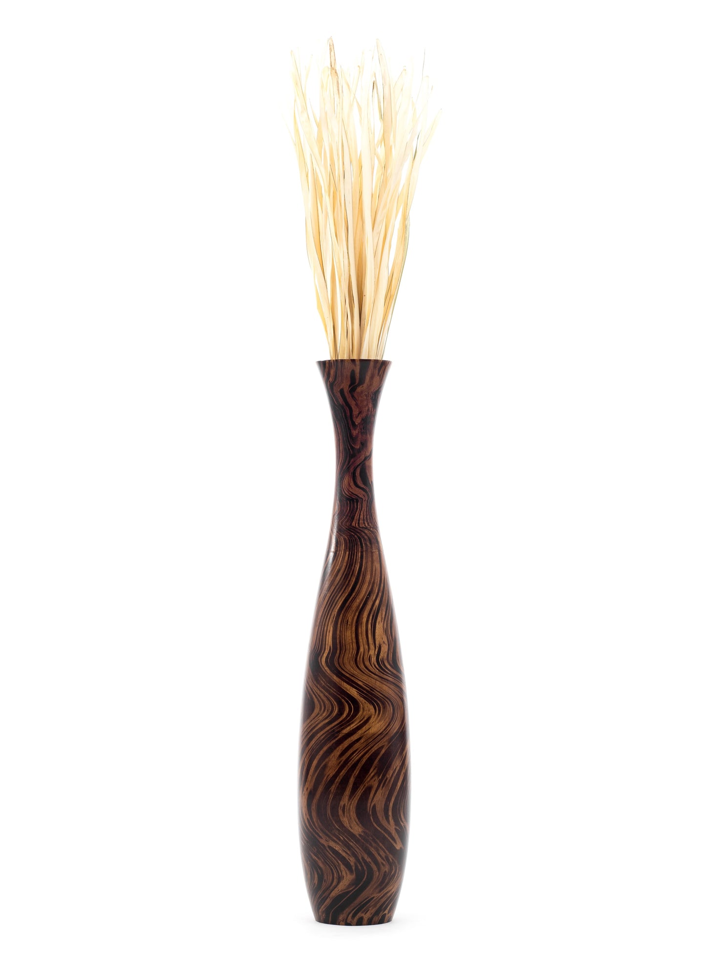 Large Mango Wood Floor Vase – Handcrafted Decorative Highlight from Thailand, 41 inches