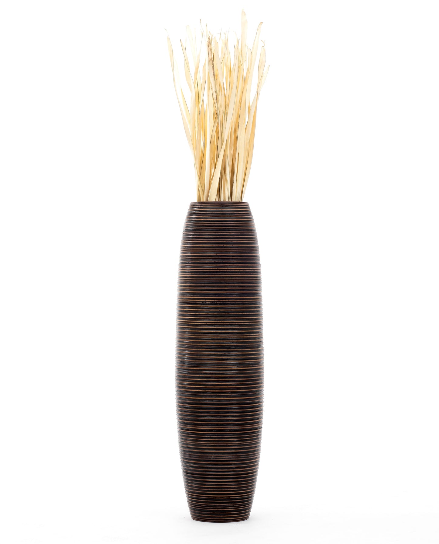 Large Mango Wood Floor Vase – Handcrafted Decorative Highlight from Thailand, 34 inches