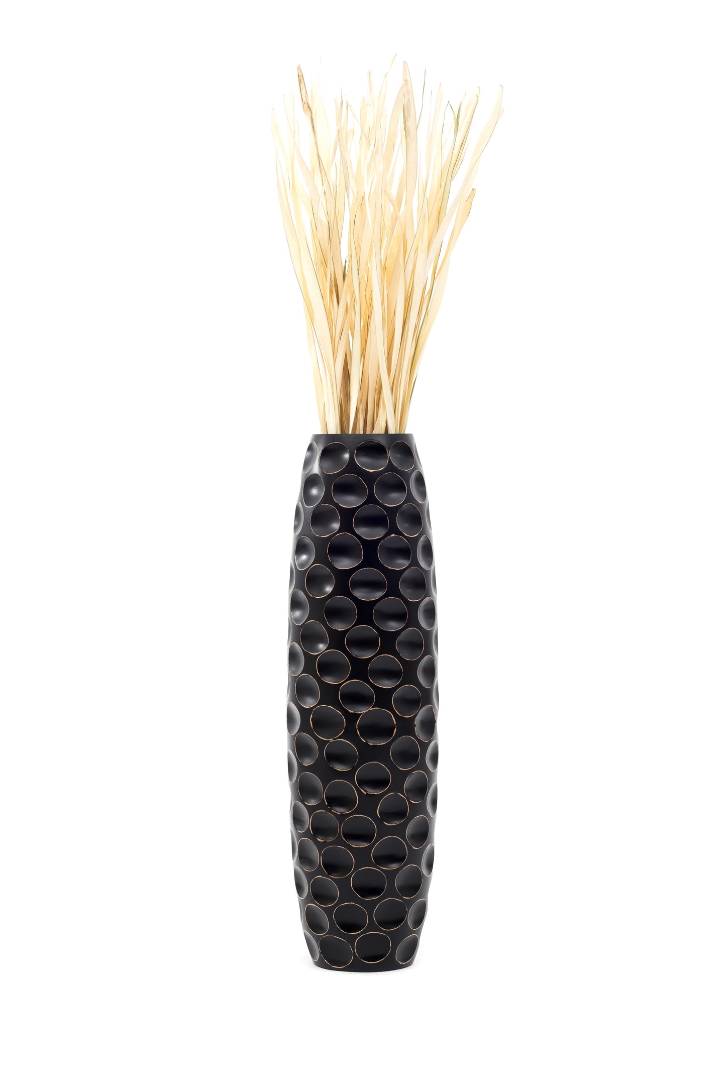 Large Mango Wood Floor Vase – Handcrafted Decorative Highlight from Thailand, 34 inches