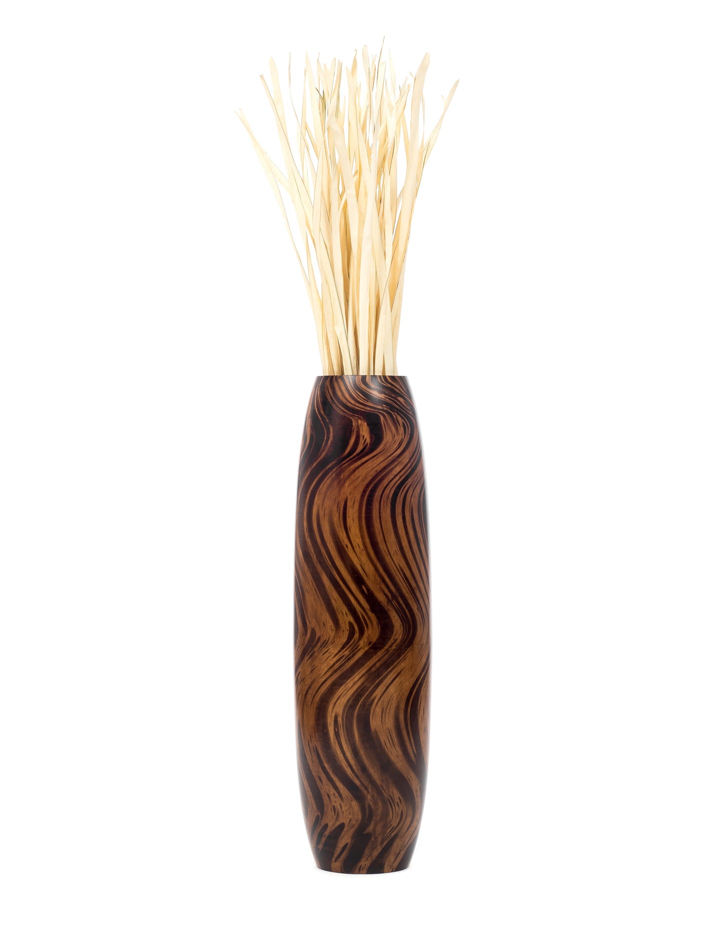 Large Mango Wood Floor Vase – Handcrafted Decorative Highlight from Thailand, 34 inches