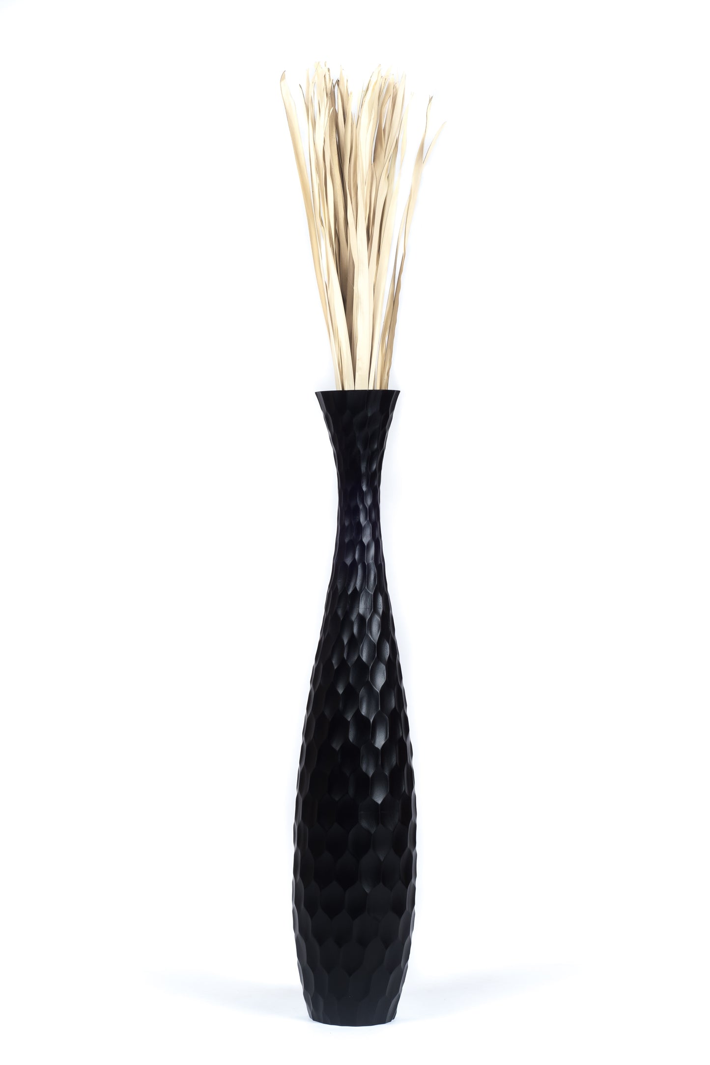 Large Mango Wood Floor Vase – Handcrafted Decorative Highlight from Thailand, 41 inches