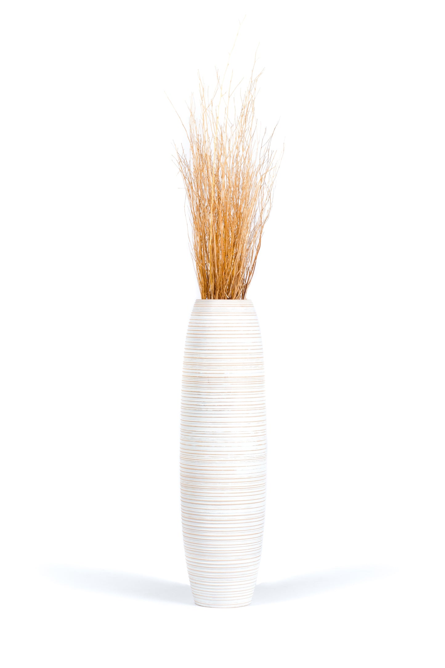 Large Mango Wood Floor Vase – Handcrafted Decorative Highlight from Thailand, 34 inches