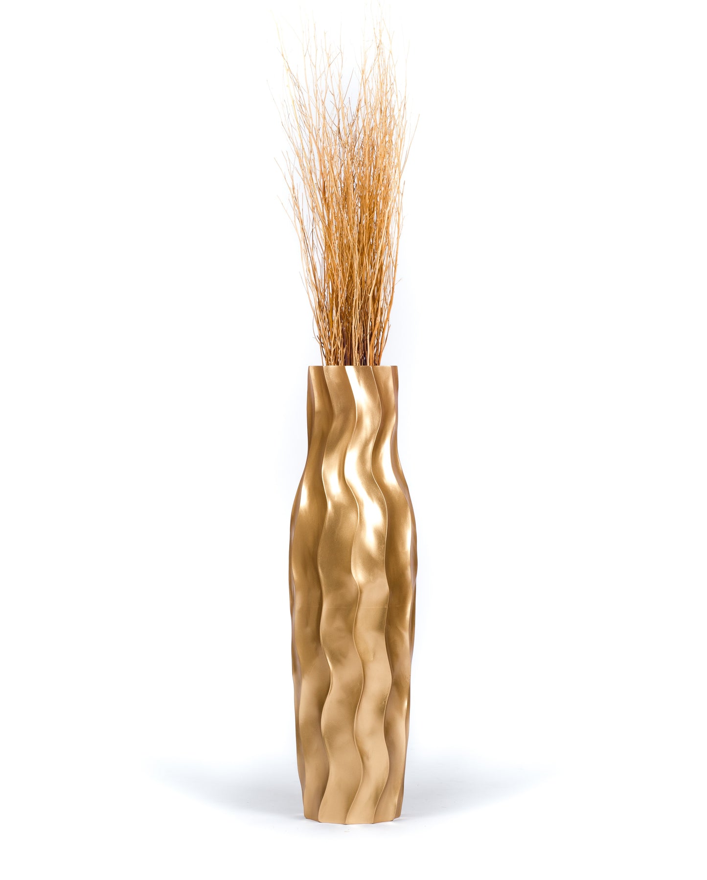 Large Mango Wood Floor Vase – Handcrafted Decorative Highlight from Thailand, 34 inches