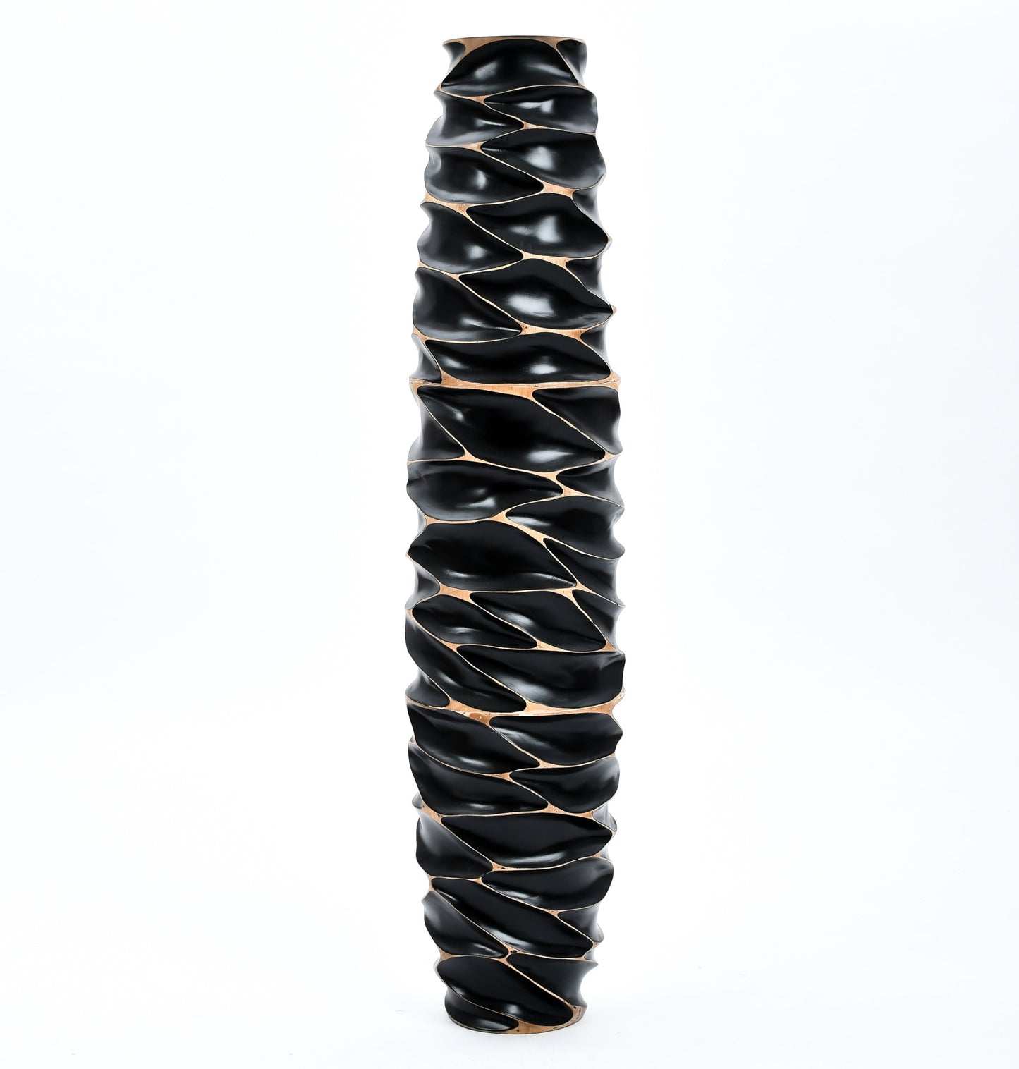 Large Mango Wood Floor Vase – Handcrafted Decorative Highlight from Thailand, 41 inches