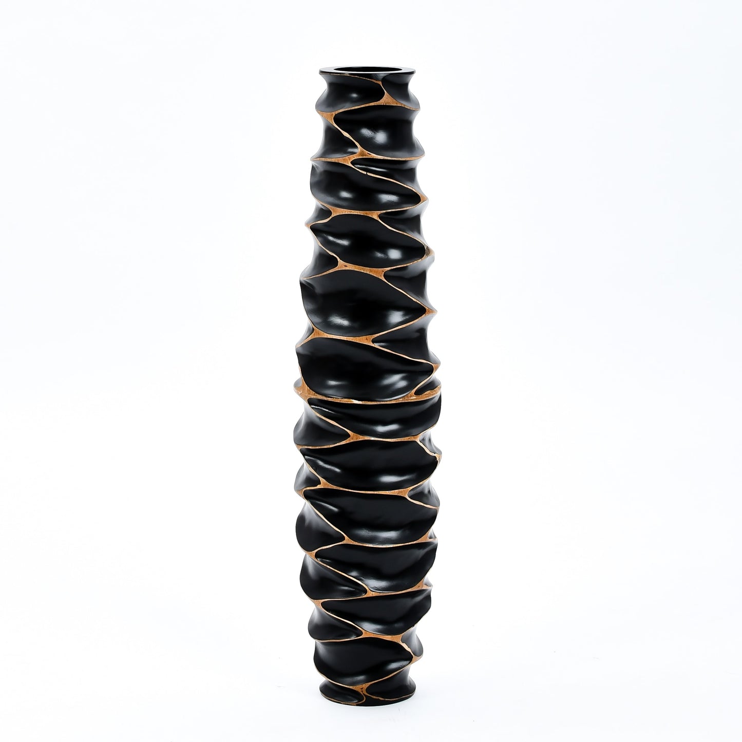Large Mango Wood Floor Vase – Handcrafted Decorative Highlight from Thailand, 26 inches